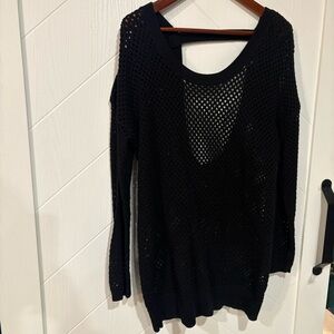 Torrid Black Open Weave Knit Top